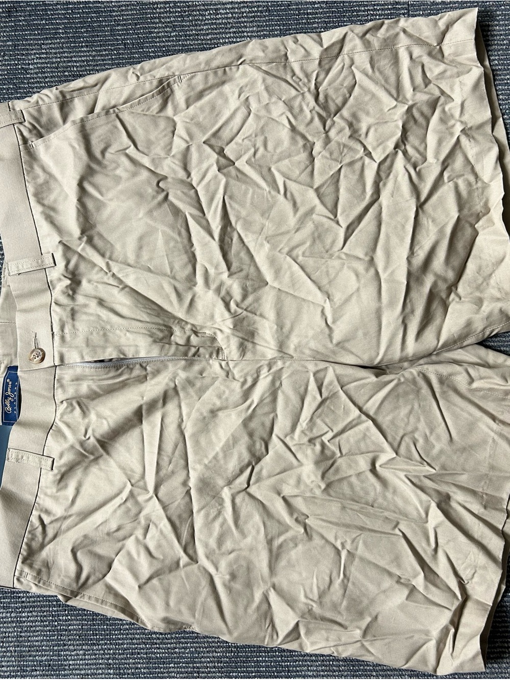 Bobby Jones Khaki/Tan Golf Shorts with Navy Logo Trim